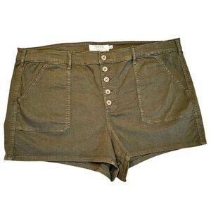 Torrid Womens Olive Green Button-Fly Denim Short Shorts First at Fit Size 26